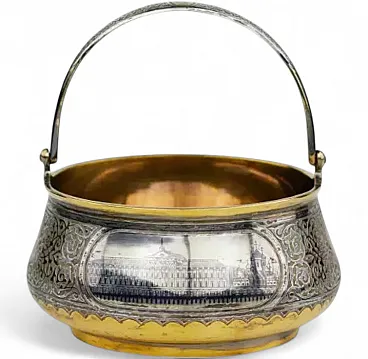 Sweetmeat basket with a hinged handle, 19th century
