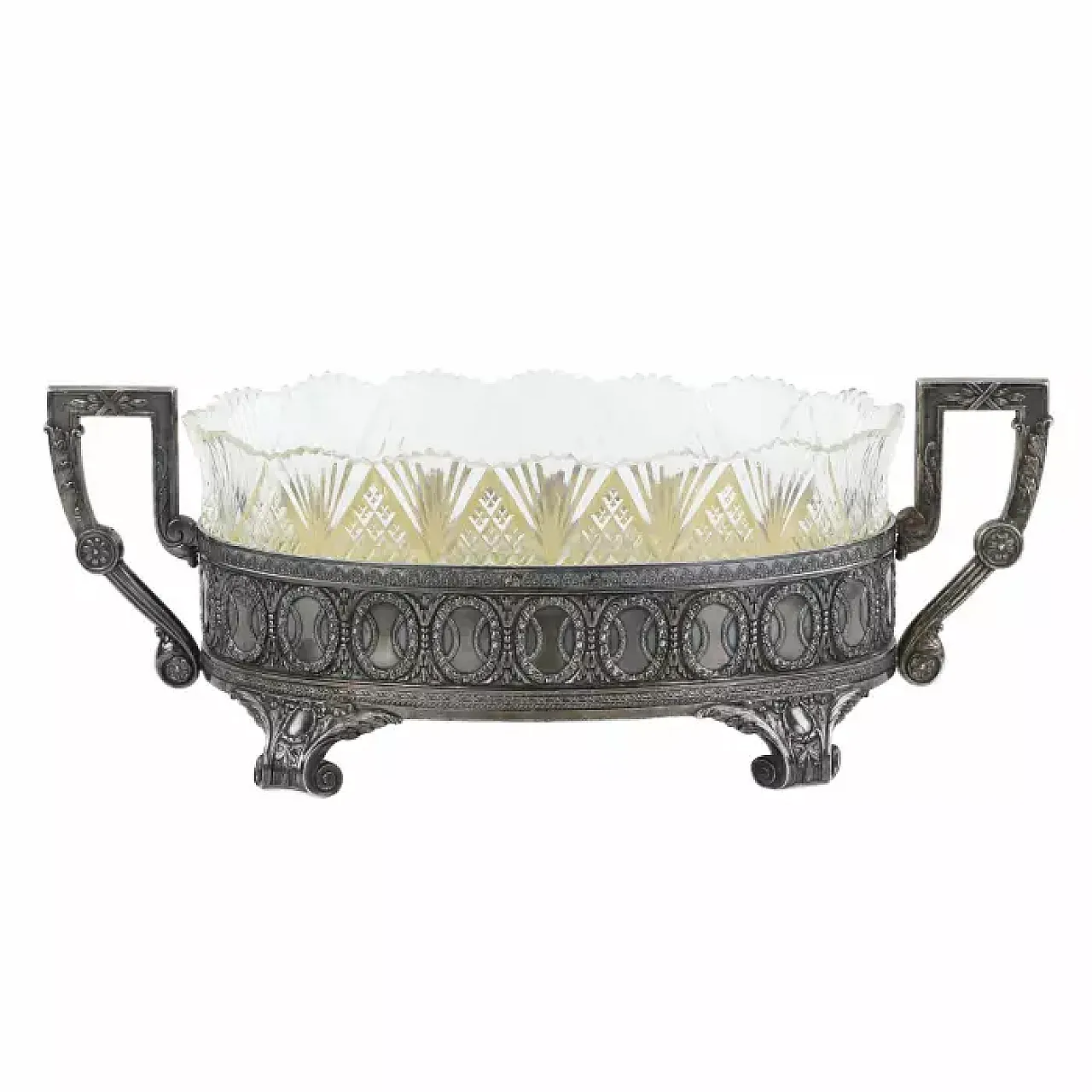 Silver vase with a cut crystal bowl, early 20th century 1