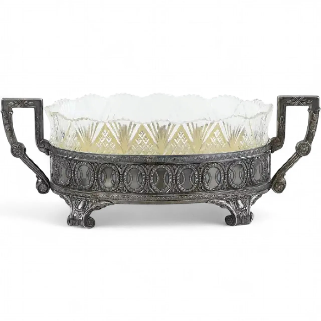 Silver vase with a cut crystal bowl, early 20th century 8
