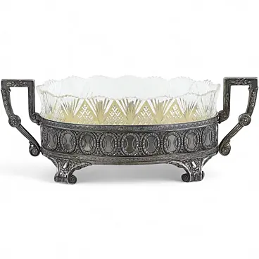 Silver vase with a cut crystal bowl, early 20th century