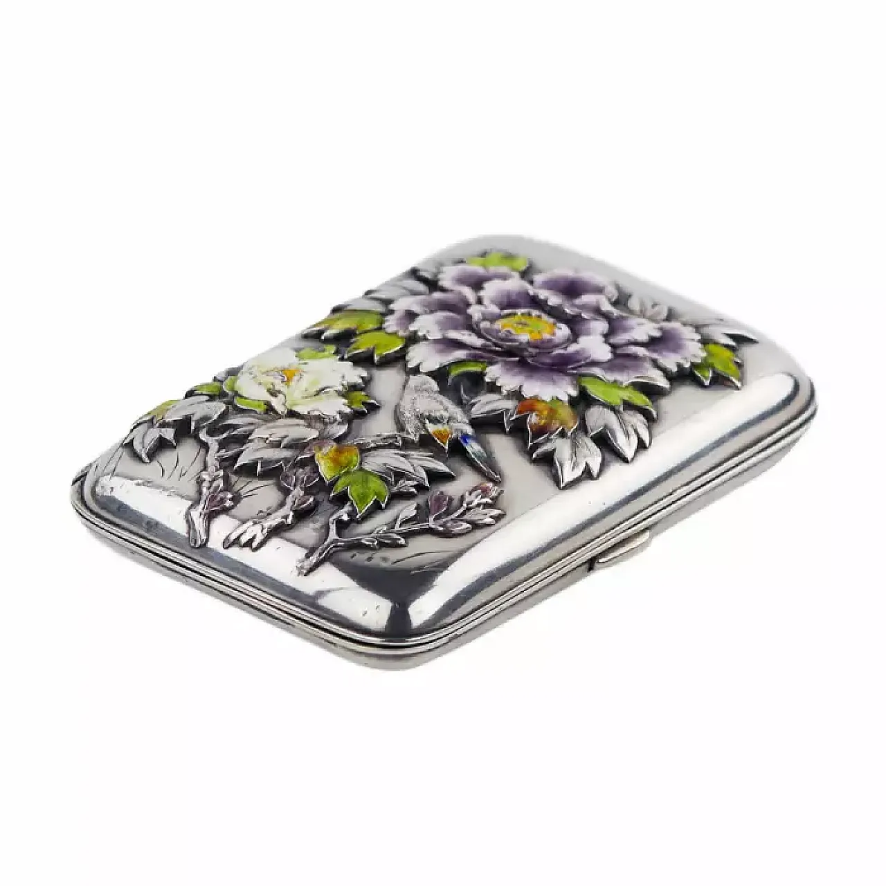 Rectangular silver cigarette case with softly corners, 20th century 1