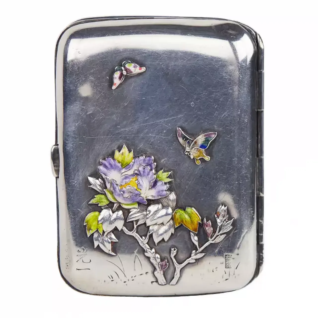 Rectangular silver cigarette case with softly corners, 20th century 6
