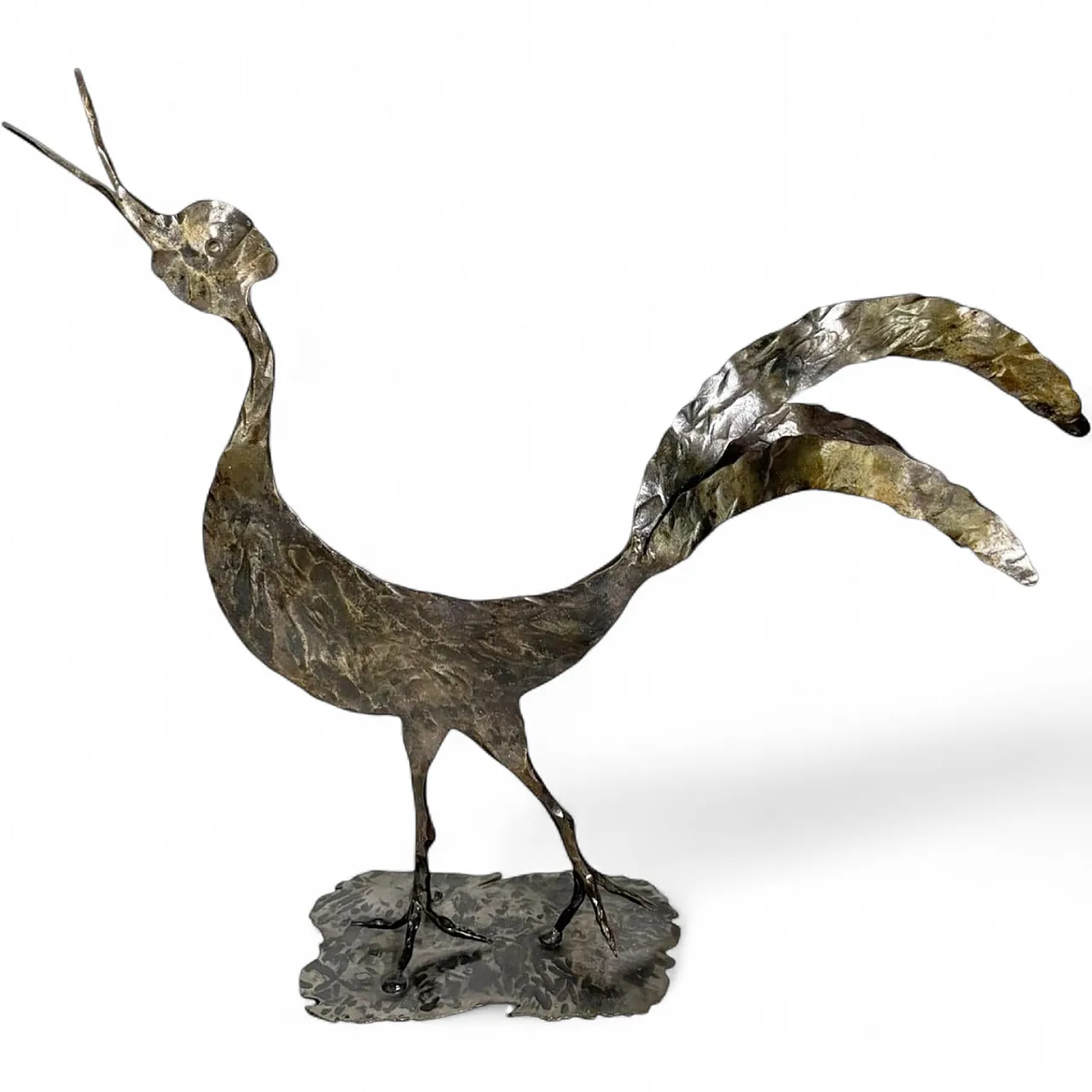 Scultura di gallo in metallo, anni '70 10