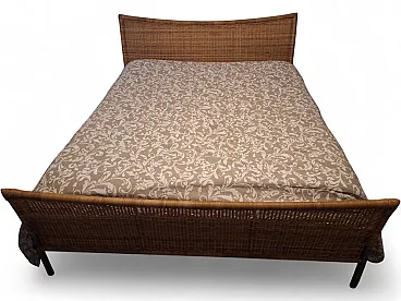 Double bed in iron and wicker, 1980s