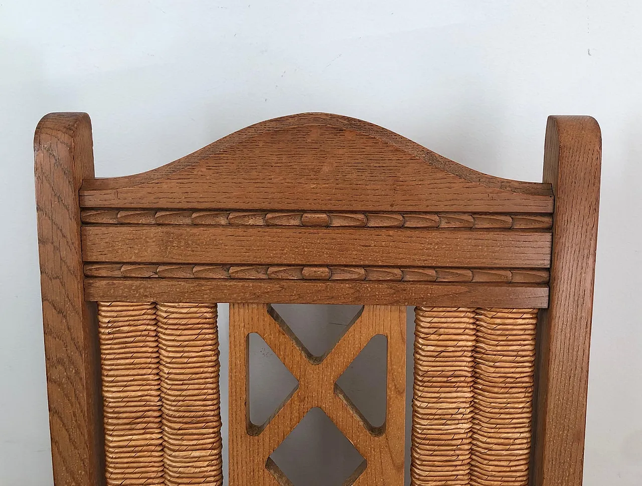 6 Brutalist Ash and Straw Chairs, French Work, circa 1950 14