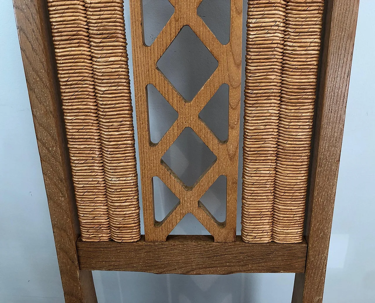 6 Brutalist Ash and Straw Chairs, French Work, circa 1950 15