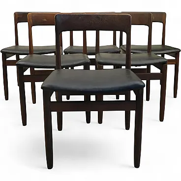 6 Nørgaard Møbelfabrik chairs, rosewood and leather, 1960s