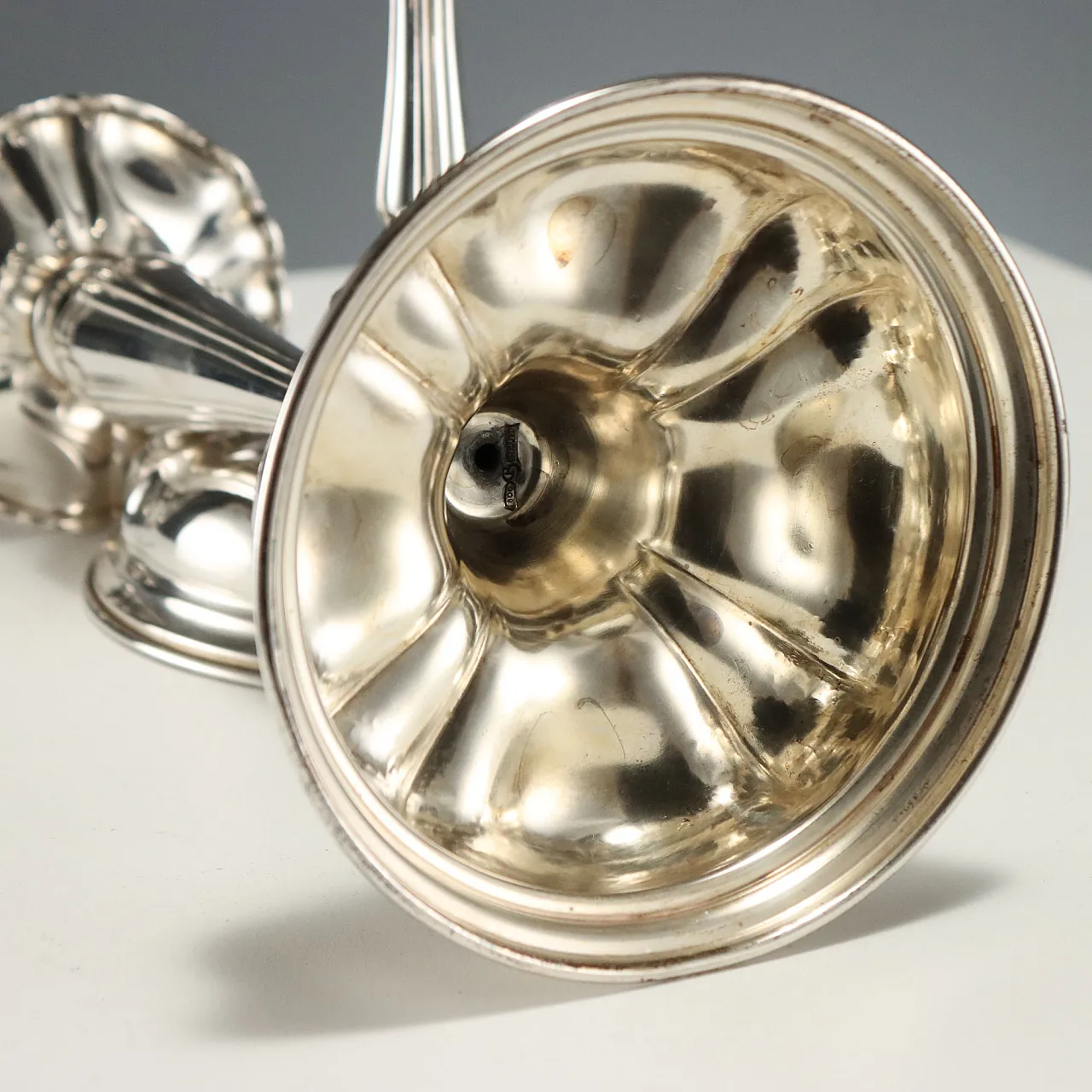 Pair of silver candlesticks by Bellotto, 20th century 6