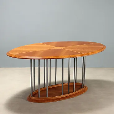 Oval walnut table, 1980s