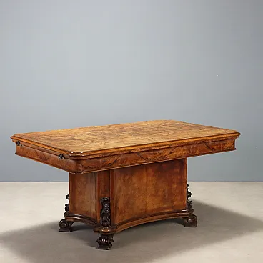 Art Deco table in walnut and walnut burl, 20th century