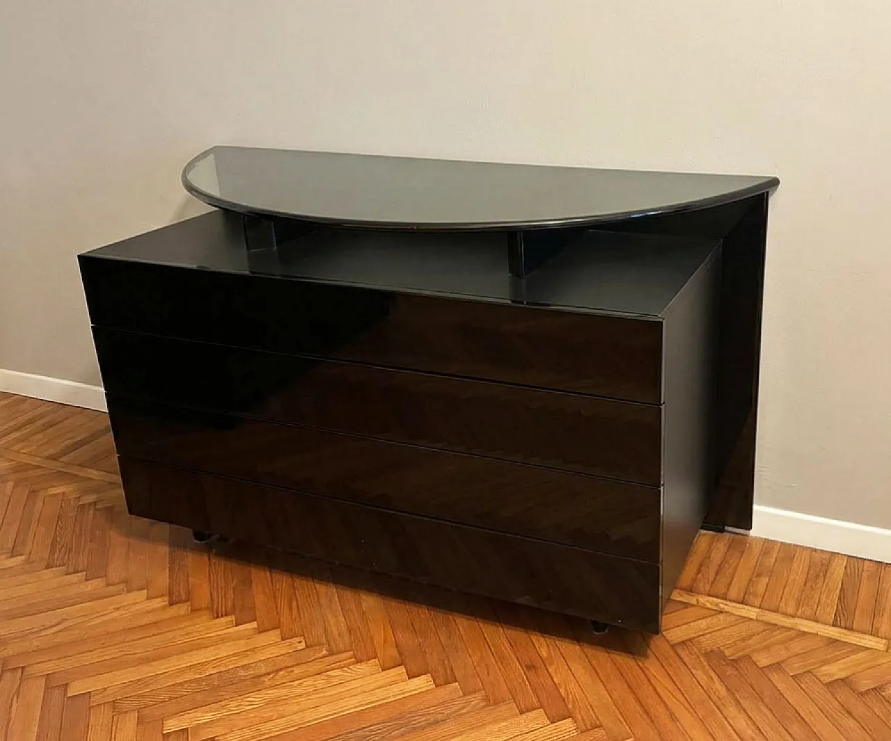 Black Chest of drawers by Afra e Tobia Scarpa for Molteni, 1980s 4