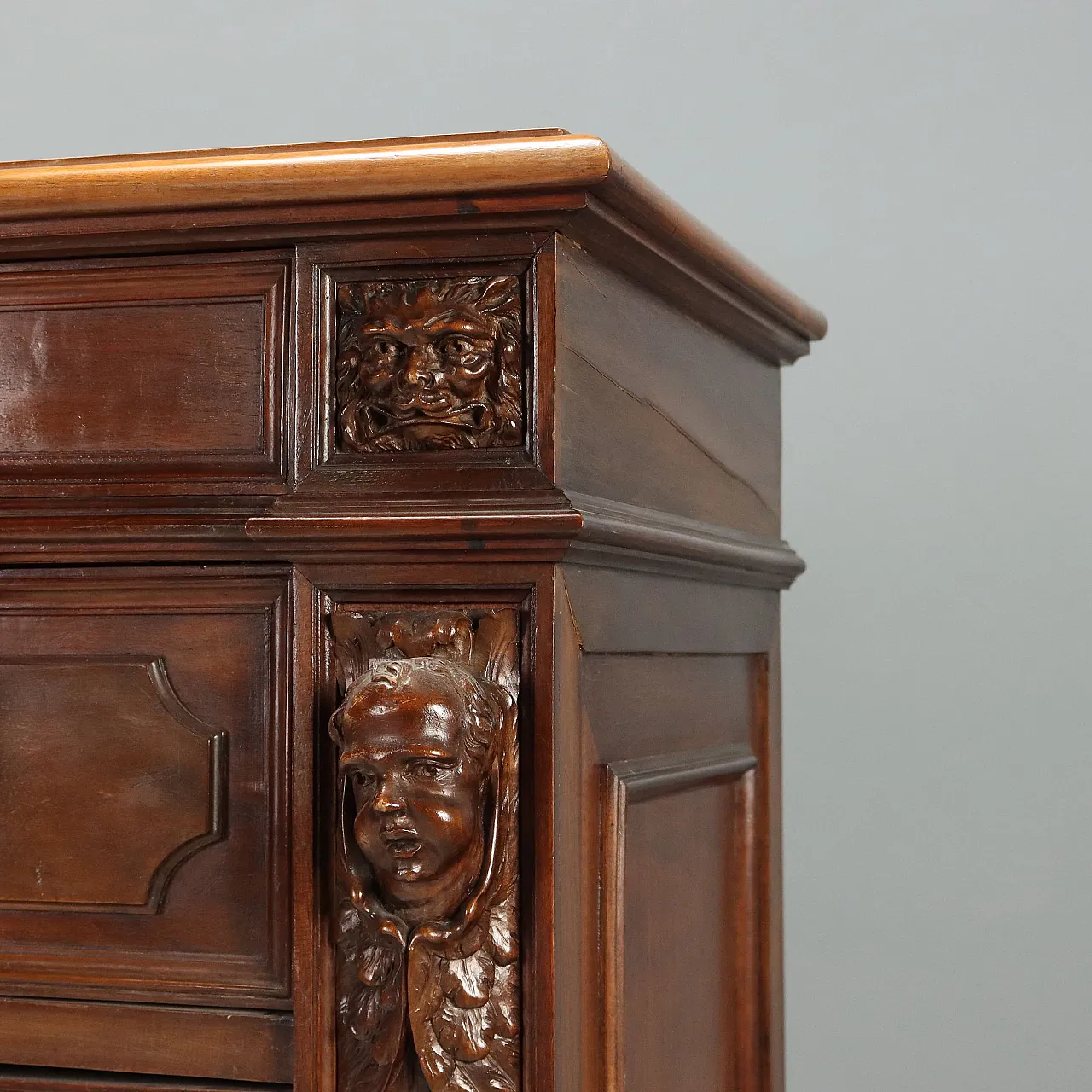 Baroque style chest of drawers in walnut, 20th century 7