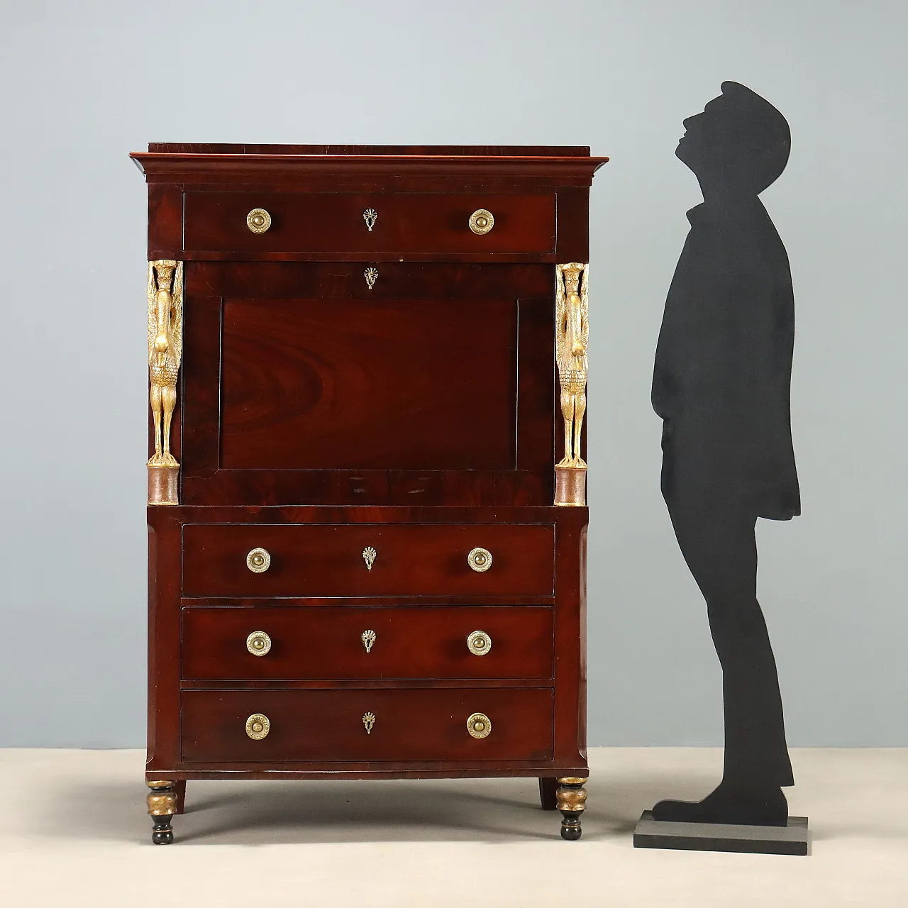 Secretaire in mahogany and mahogany feather, 19th century 3