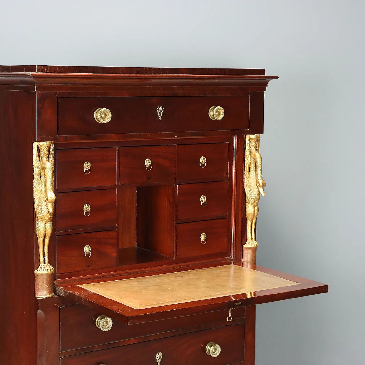 Secretaire in mahogany and mahogany feather, 19th century 4