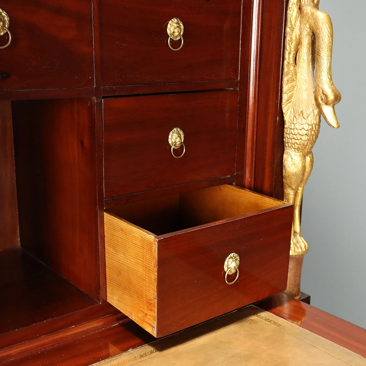 Secretaire in mahogany and mahogany feather, 19th century 5