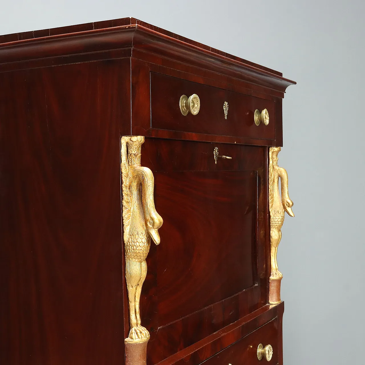 Secretaire in mahogany and mahogany feather, 19th century 7
