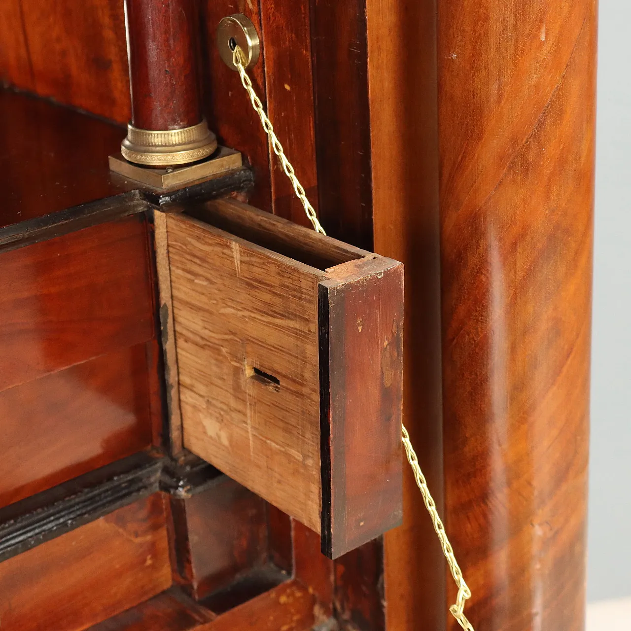 Secretaire Napoleone III in mogano con marmo grigio, '800 5