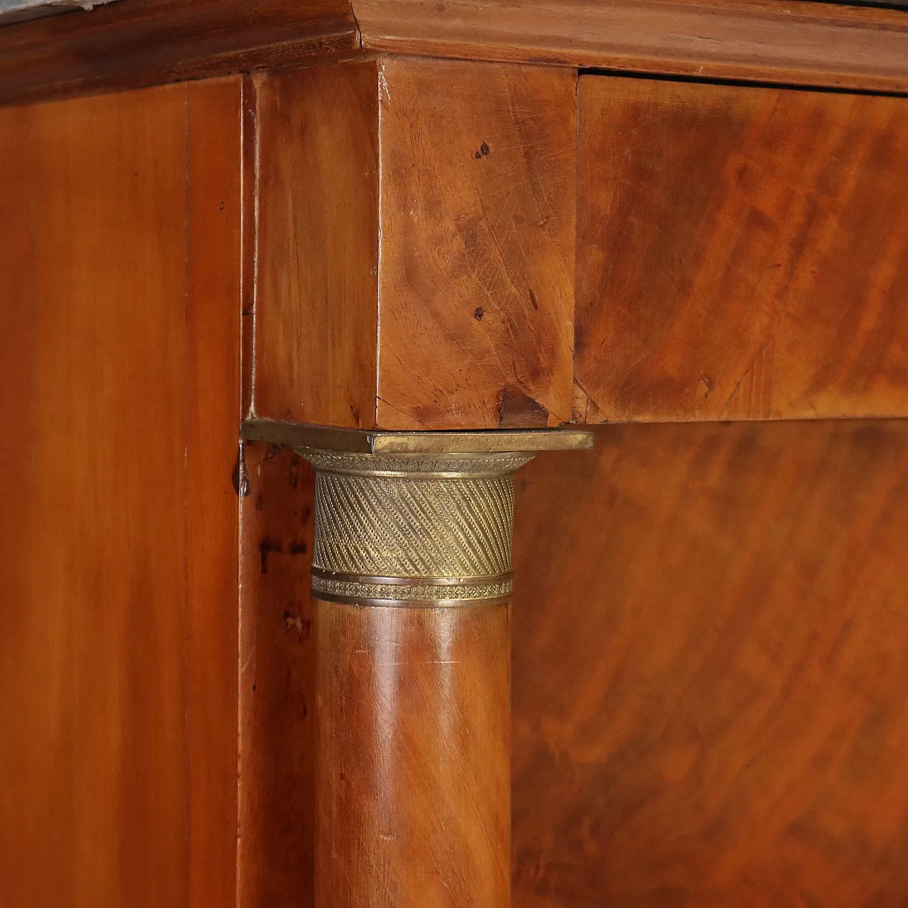 Secretaire Napoleone III in mogano con marmo grigio, '800 10