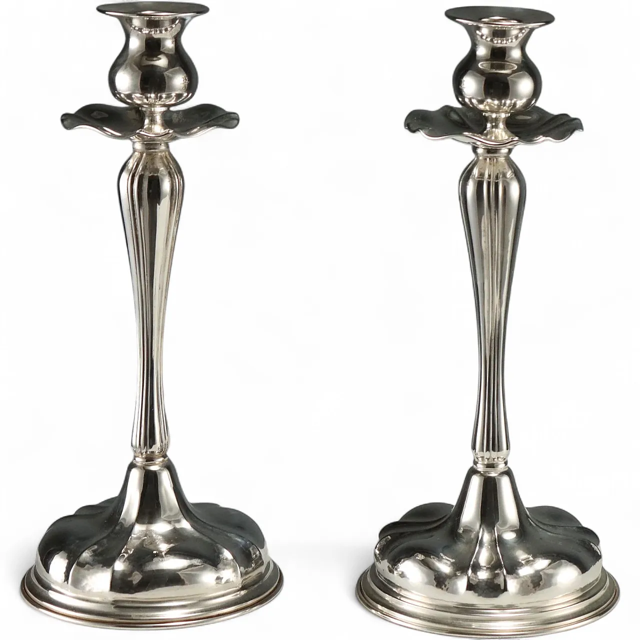 Pair of silver candlesticks by Bellotto, 20th century 8