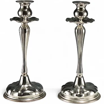 Pair of silver candlesticks by Bellotto, 20th century