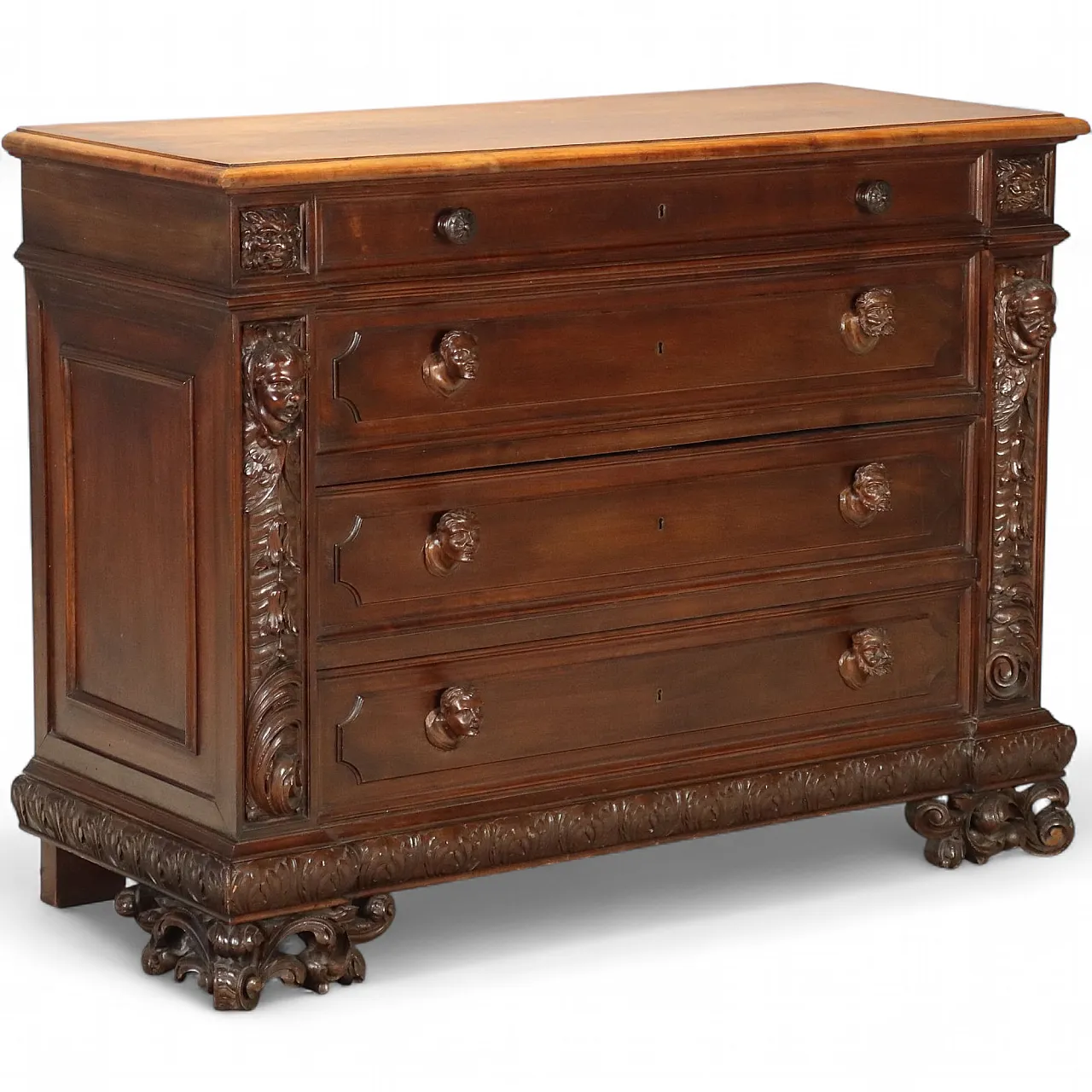 Baroque style chest of drawers in walnut, 20th century 11
