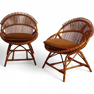 Pair of bamboo armchairs, 1960s