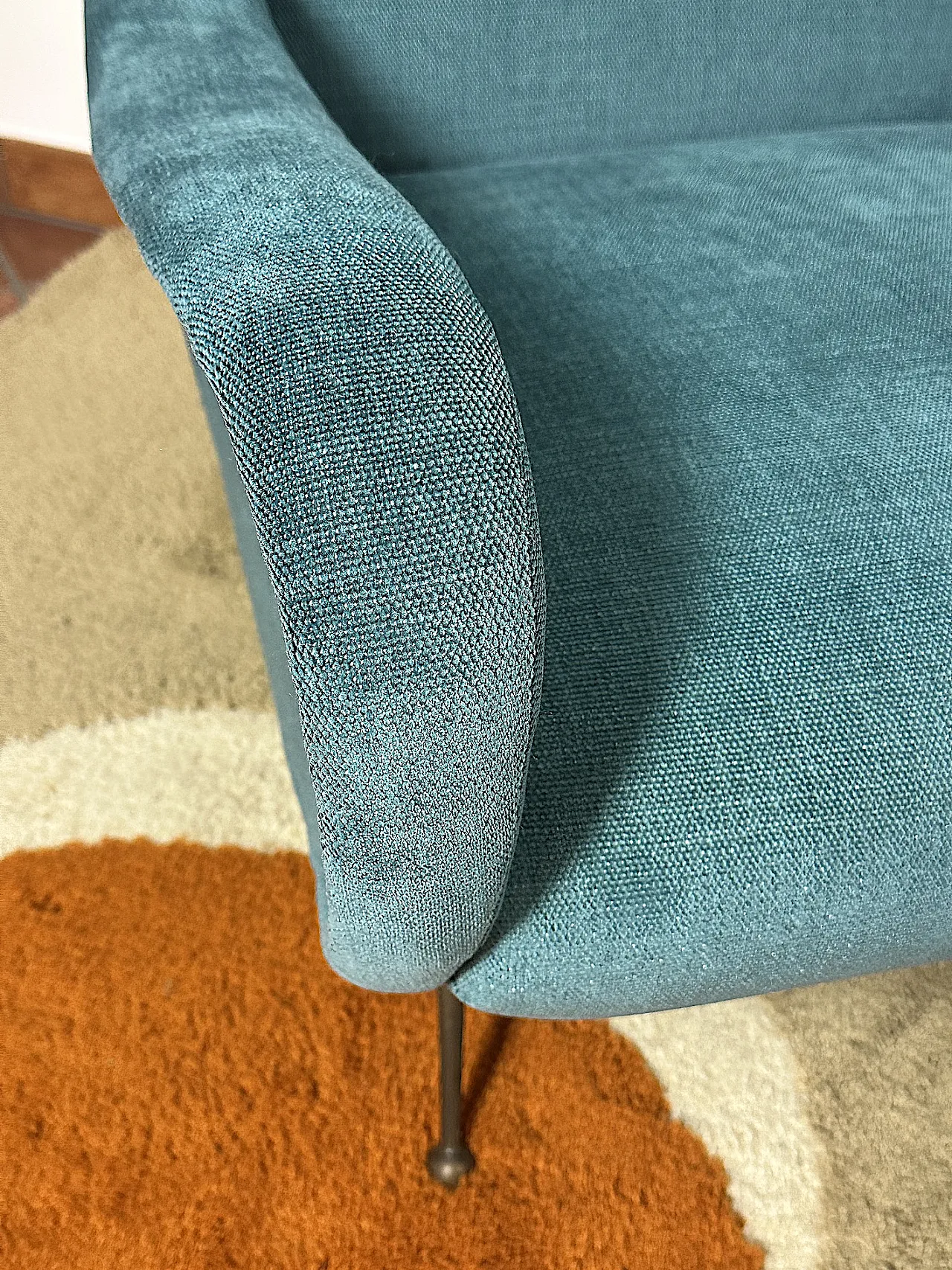 Pair of blue fabric armchairs by Marco Zanuso, 1950s 13