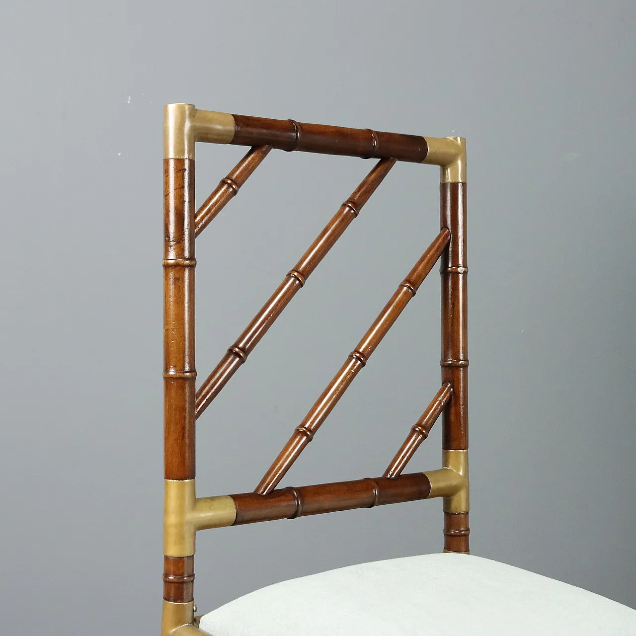 4 Bamboo-effect wooden chairs, mid-20th century 4