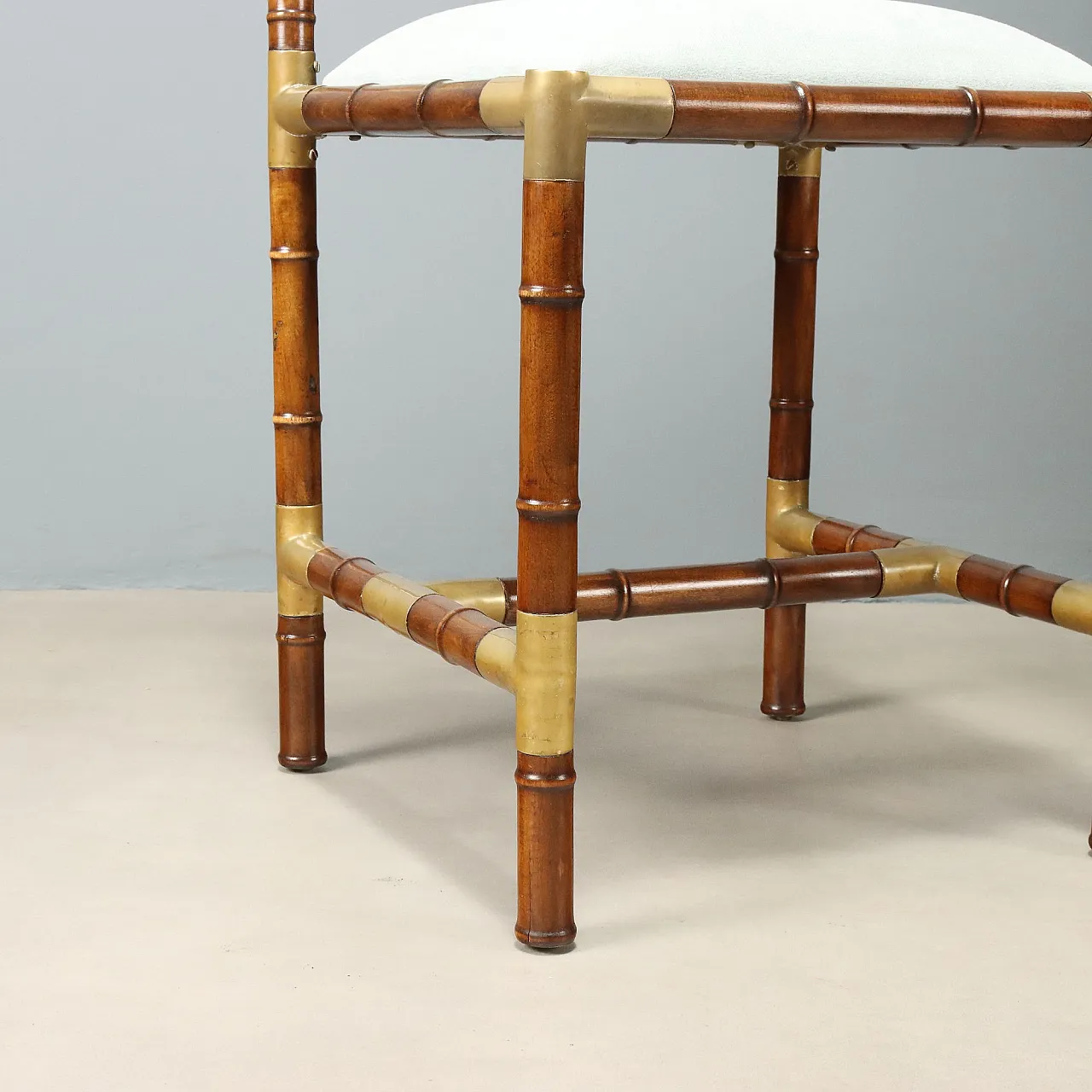 4 Bamboo-effect wooden chairs, mid-20th century 7