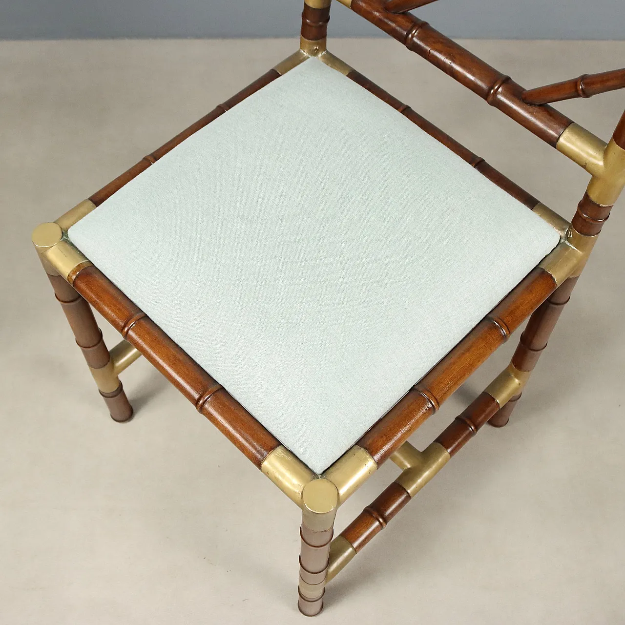 4 Bamboo-effect wooden chairs, mid-20th century 8