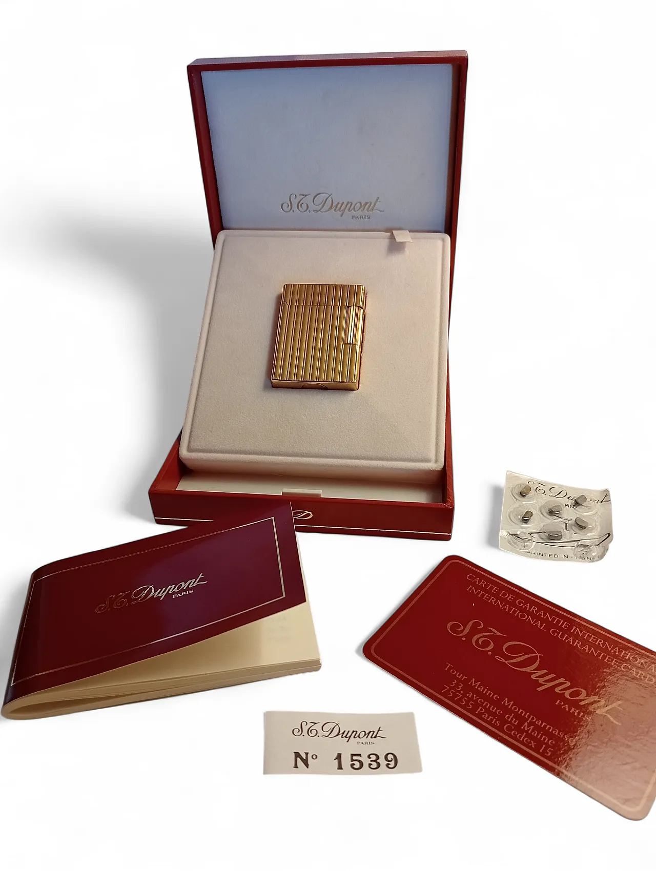 Gold-plated metal lighter by S.T. Dupont, Line 1 Small, 1990s 25