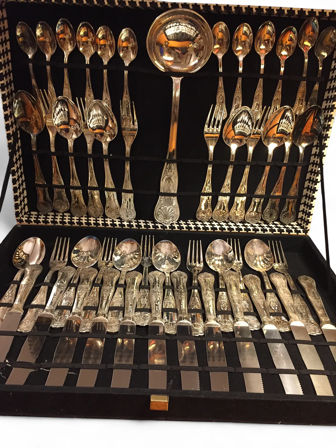 Silver-plated metal cutlery set in Baroque style, 1950s 19