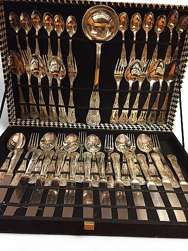 Silver-plated metal cutlery set in Baroque style, 1950s
