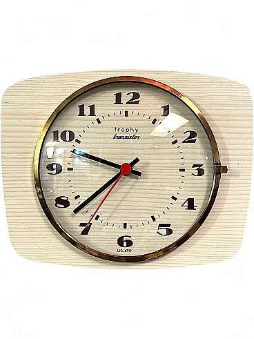 Vintage Trophy Transistor Wall Clock Lic. ATO 1960s Made in