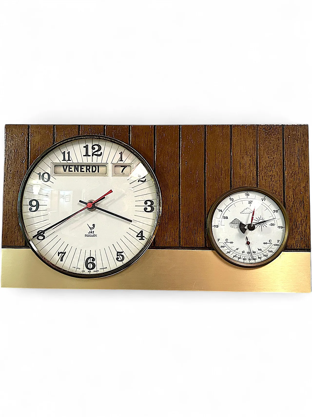 JAZ BARIC Transistor Weather Station Wall Clock 70s Made in 5
