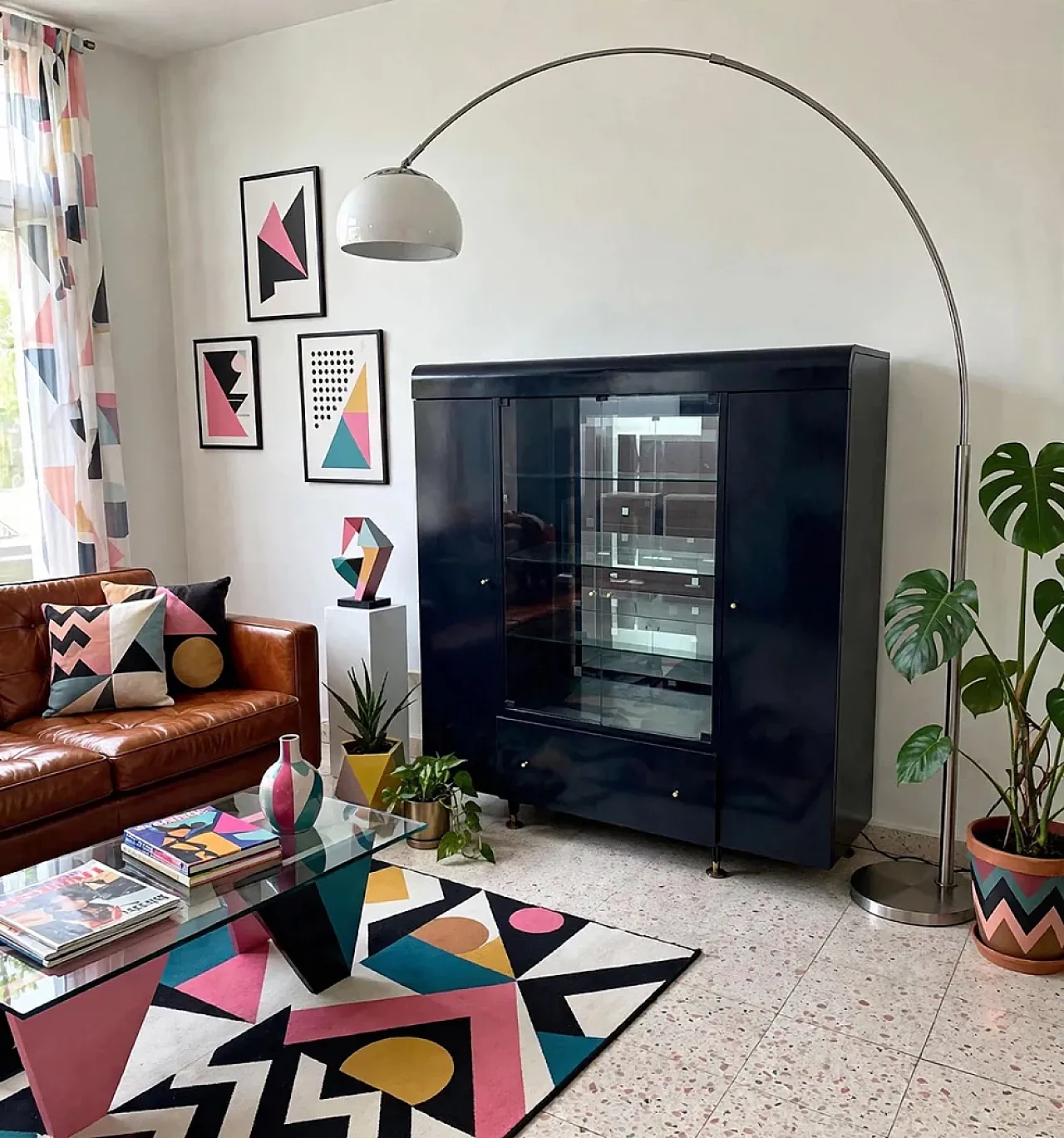 Showcase with drawer bar, 1980s 1
