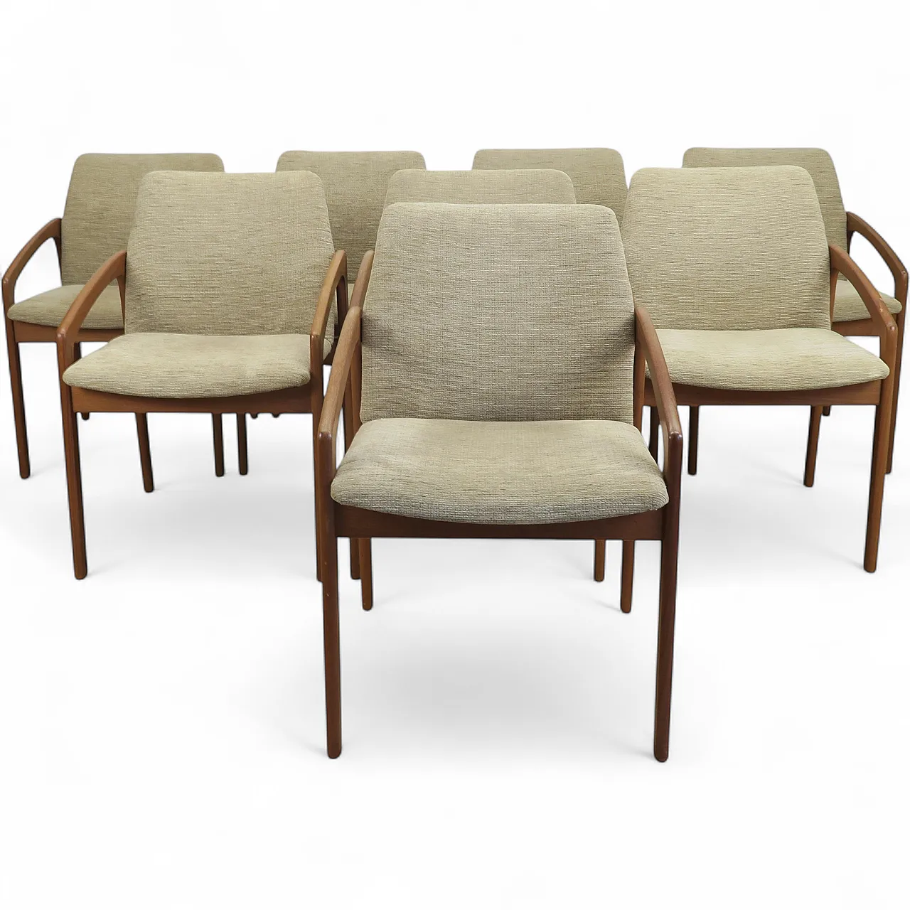 8 chairs in teak by Henning Kjærnulf for Korup Stolefabrik, 1970s 9