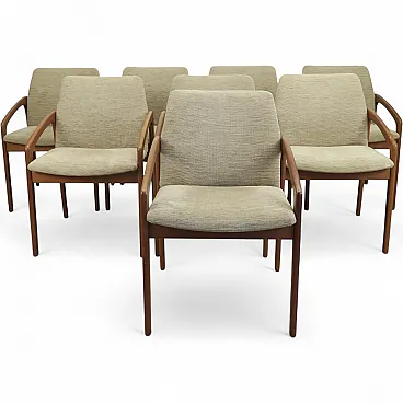 8 chairs in teak by Henning Kjærnulf for Korup Stolefabrik, 1970s