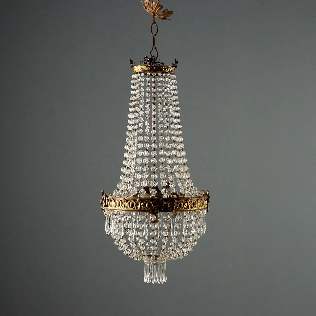 Gold metal hot air balloon chandelier, early 20th century 1