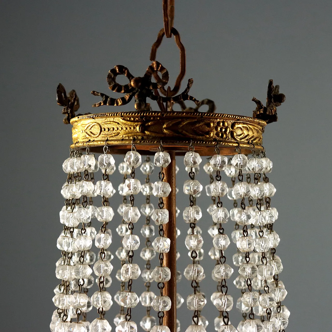Gold metal hot air balloon chandelier, early 20th century 5
