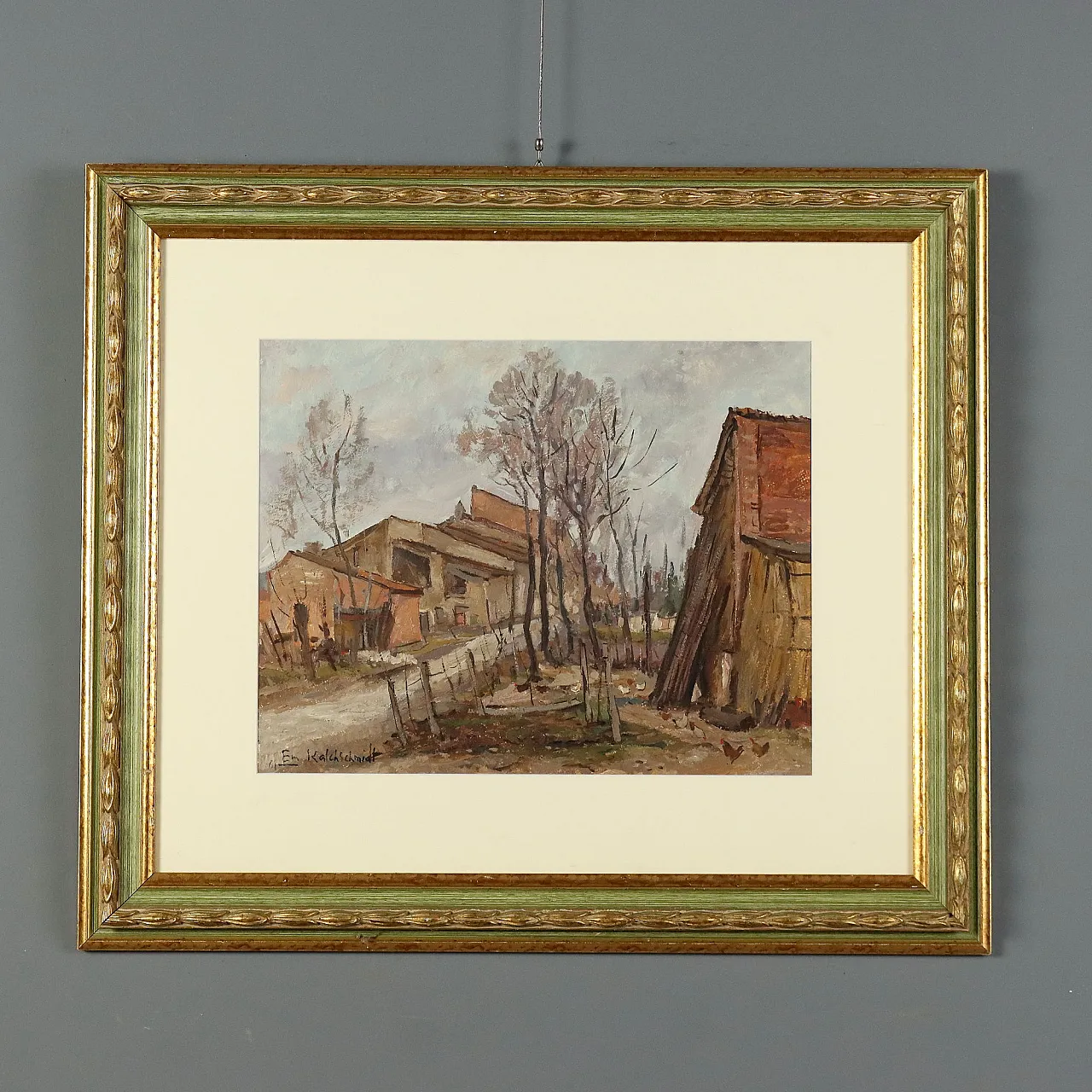 Painting by Emilio Kalchschmidt, oil on canvas, 20th century 1