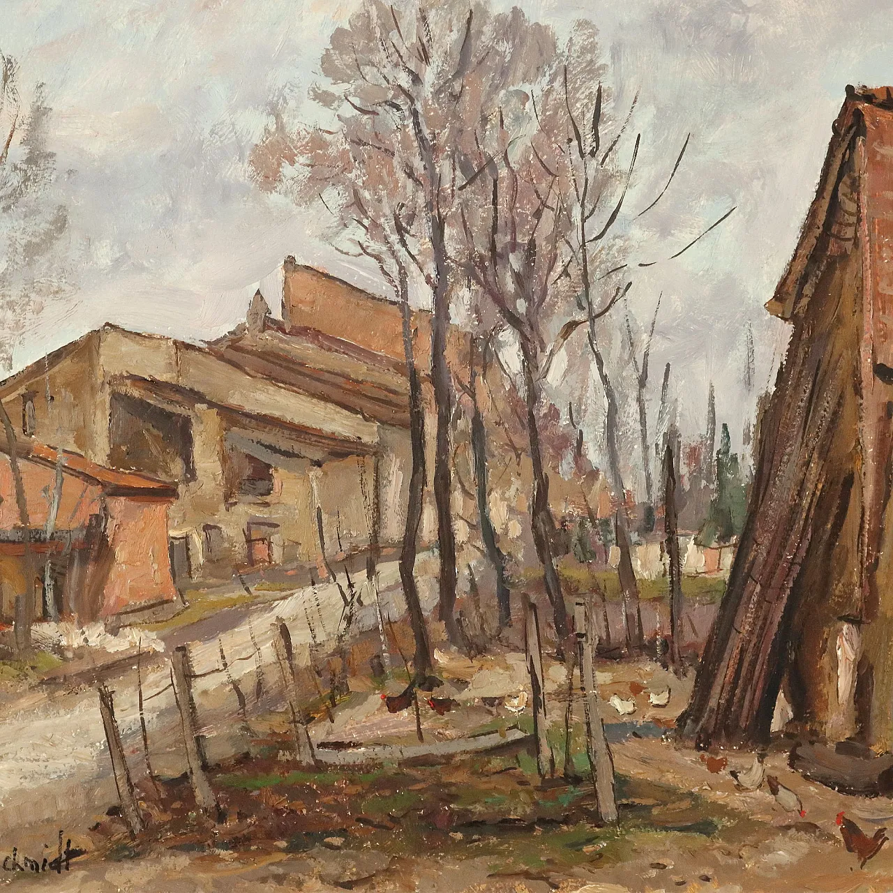Painting by Emilio Kalchschmidt, oil on canvas, 20th century 3