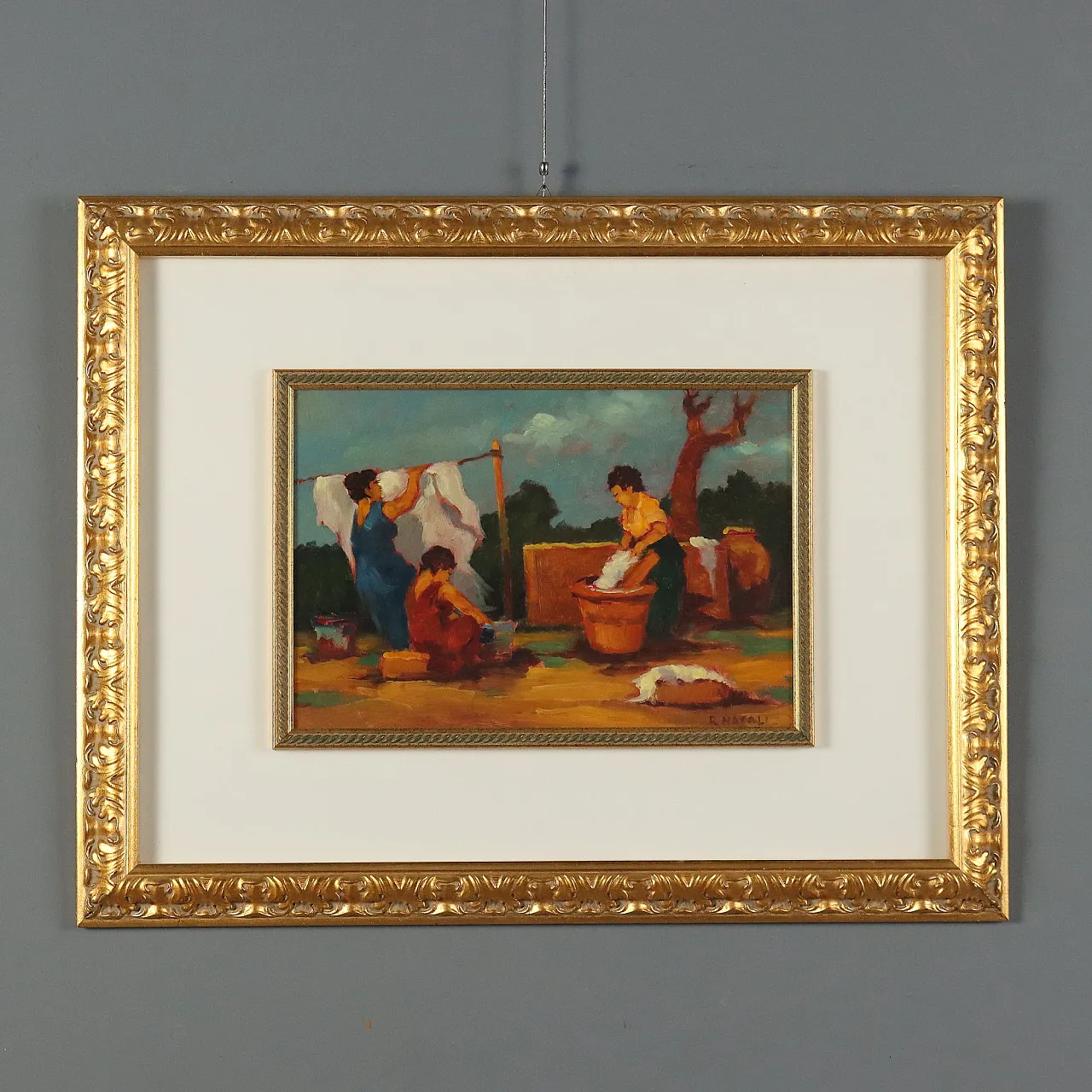 Painting by Renato Natali, oil on hardboard, 20th century 1