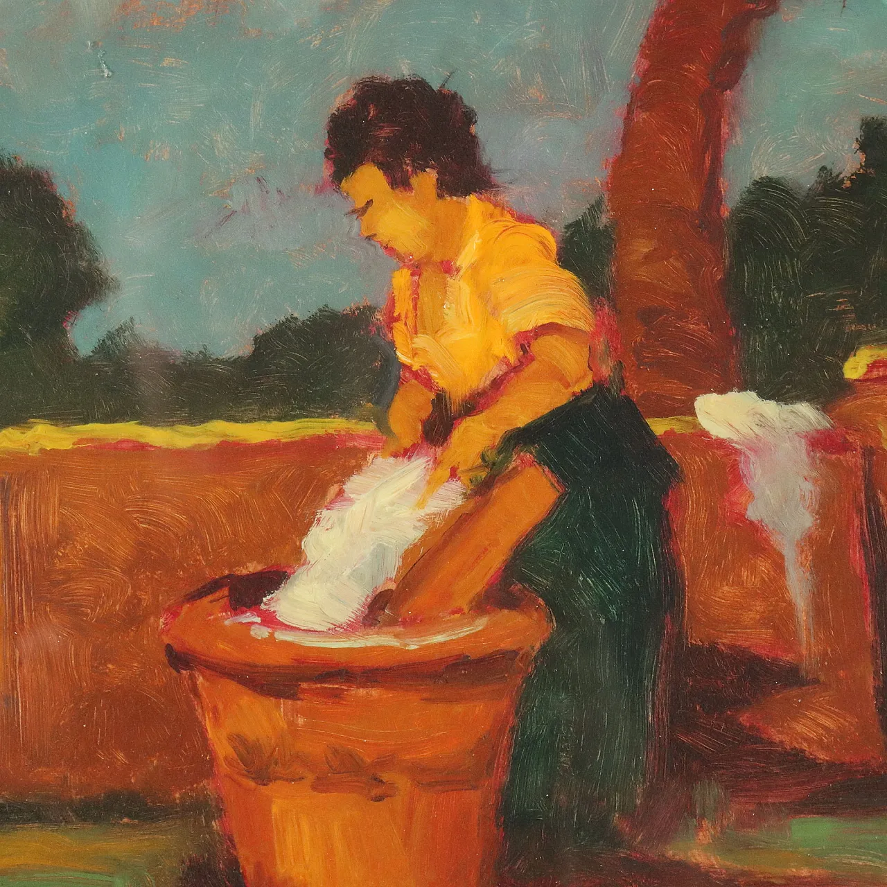 Painting by Renato Natali, oil on hardboard, 20th century 4