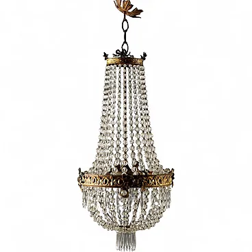 Gold metal hot air balloon chandelier, early 20th century