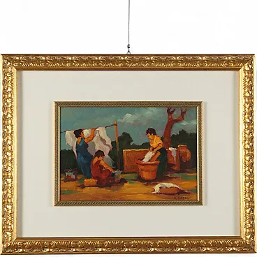 Painting by Renato Natali, oil on hardboard, 20th century