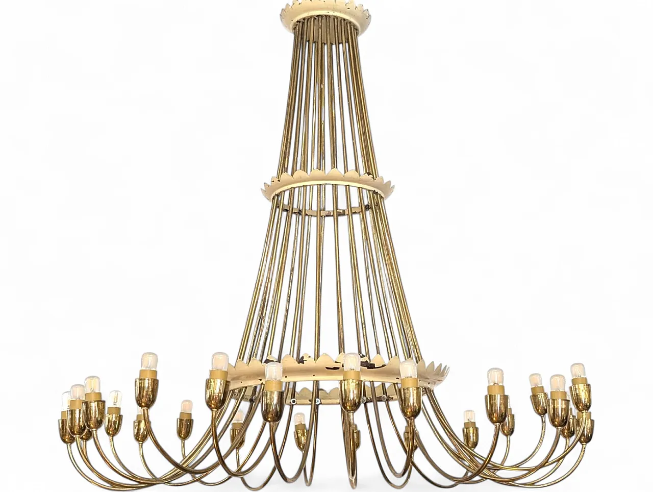 Golden brass waterfall chandelier, early 20th century 10