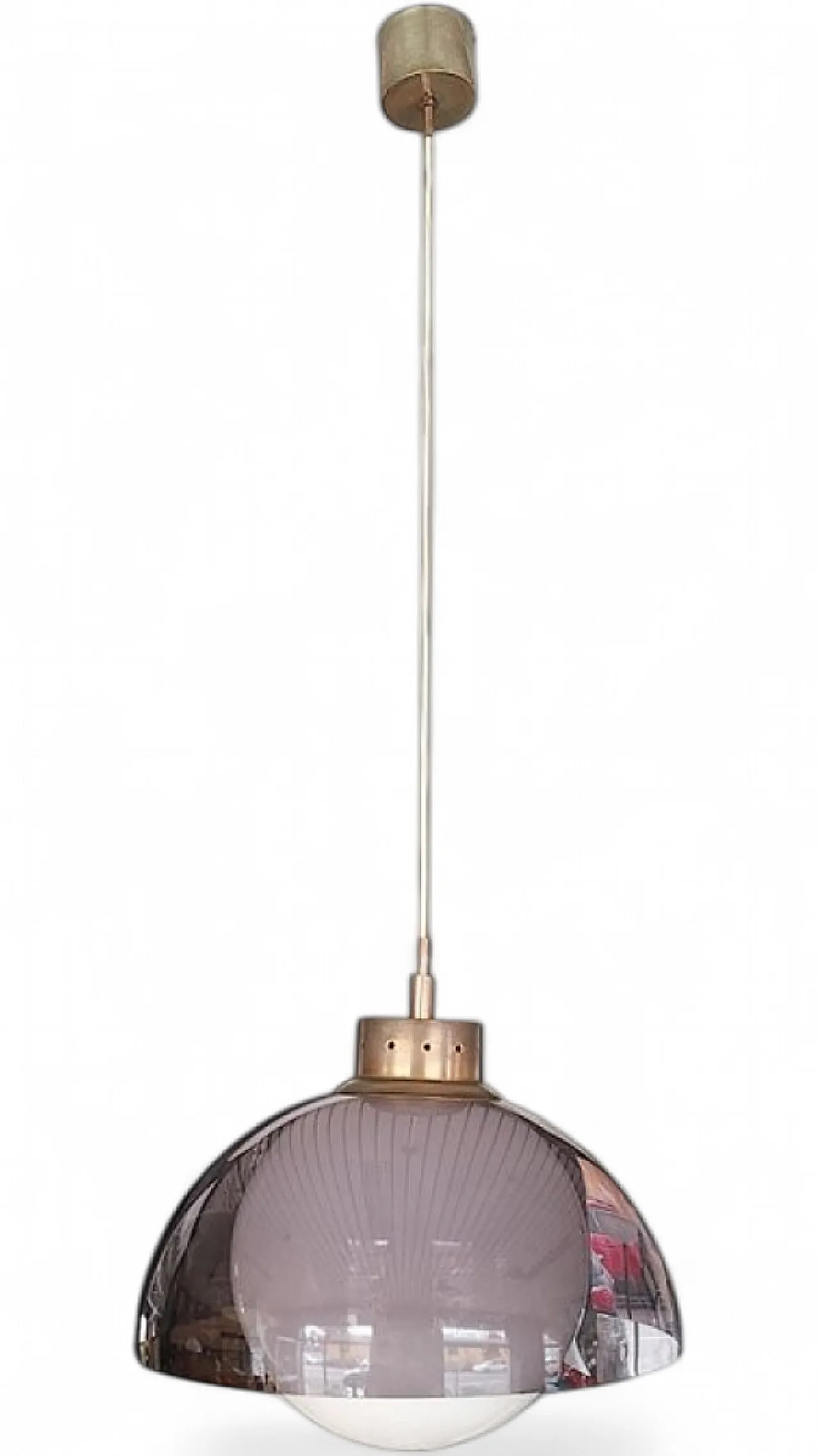Pendant lamp in glass, plastic and nickel-plated brass, 1960s 7