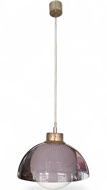 Pendant lamp in glass, plastic and nickel-plated brass, 1960s