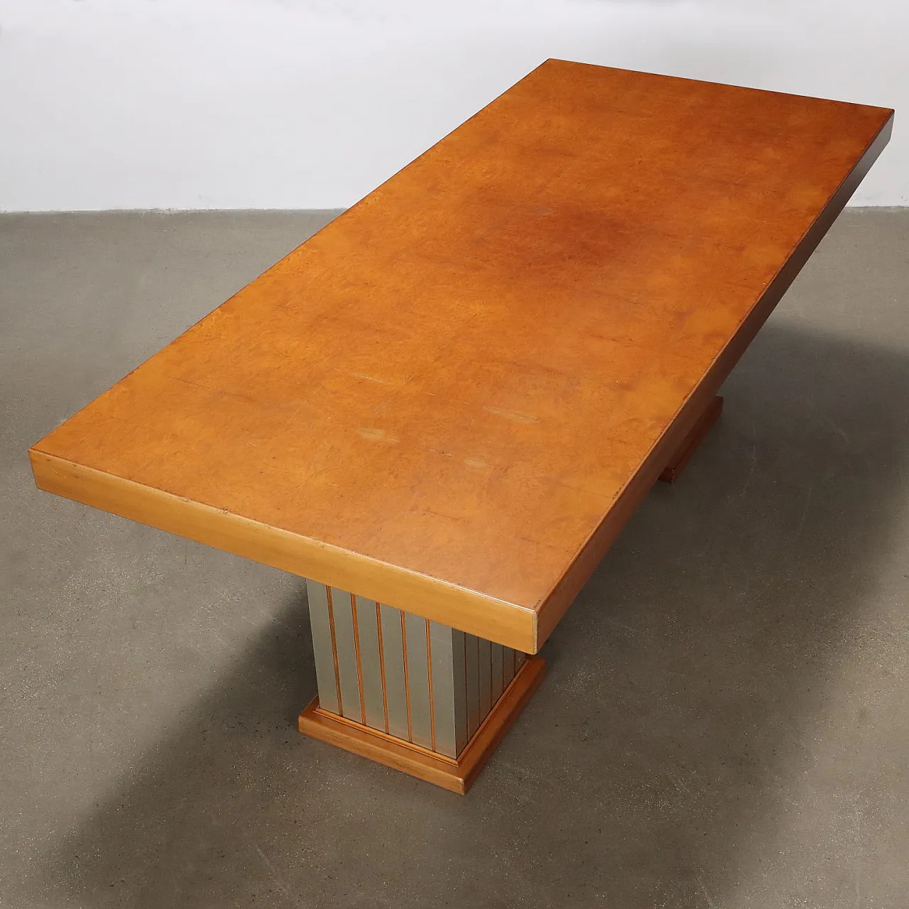 Mahogany veneer and aluminium table, late 20th century 8